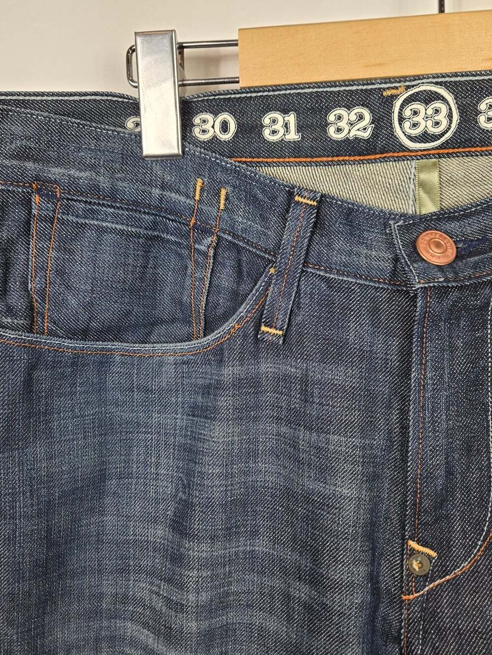 Earnest Sewn Fulton Men’s 33 X 30 Dark Wash Straight Leg Jeans Made USA - Picture 12 of 16